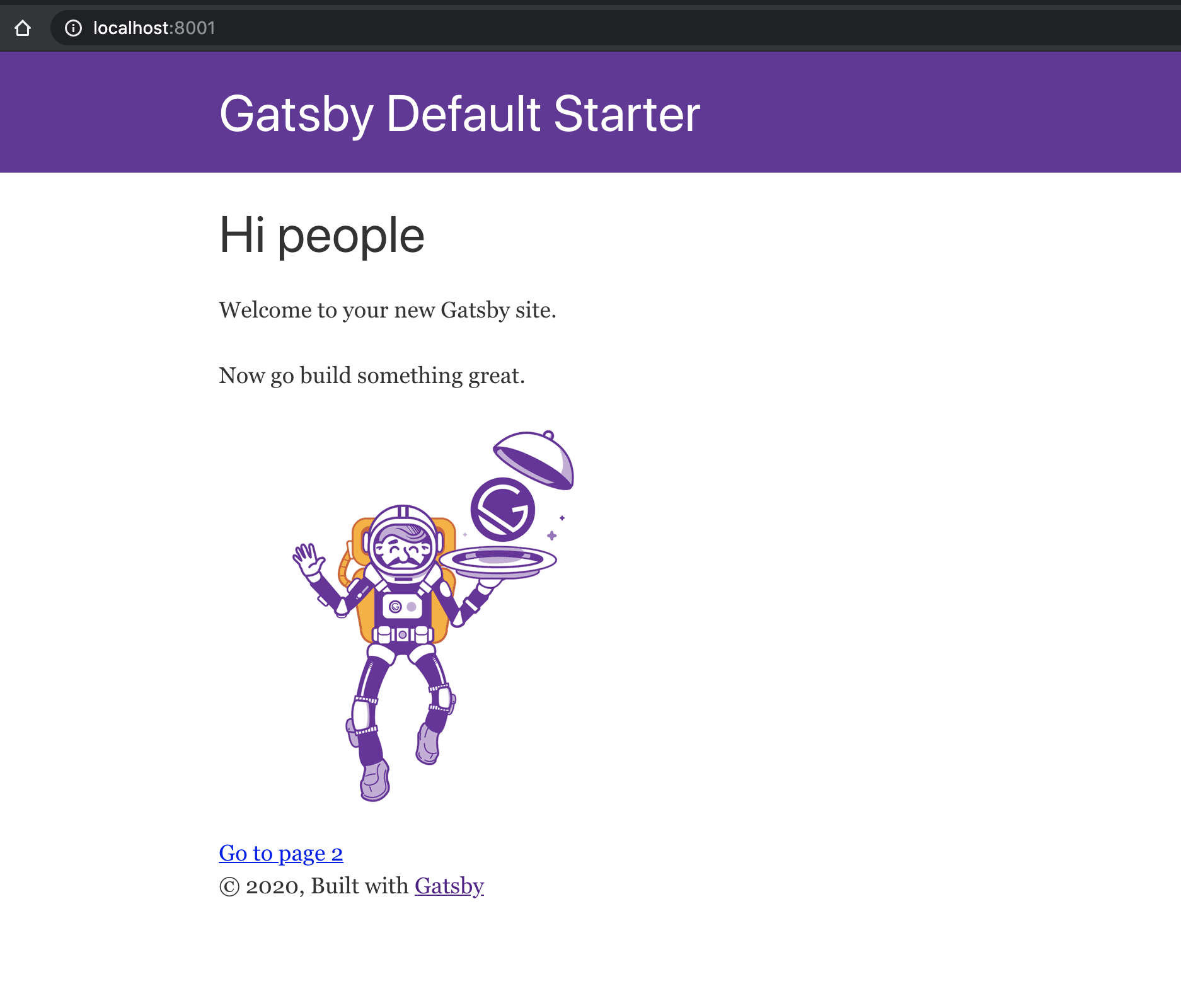 Gatsby welcome scree Gatsby welcome screen